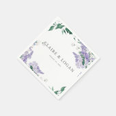 Serviette En Papier Wisteria Dusty Purple Mariage d'aquarelle (Coin)