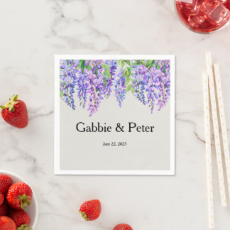 Serviette En Papier Wisteria Fleurs violettes Botanique Jardin Mariage
