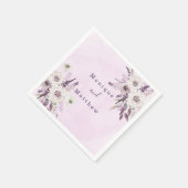 Serviette En Papier Wisteria Lilac Rose blanche Chic Rose Mariage Napk (Coin)