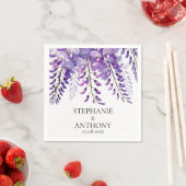 Serviette En Papier Wisteria Rustic Purple Floral Elegant Wedding (En situation)