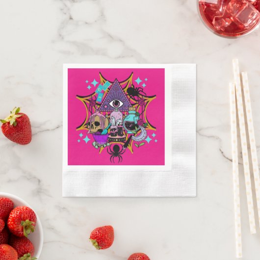 Serviette En Papier Witchy Vibes and Spiders (En situation)