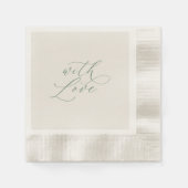 Serviette En Papier With Love Sage Green Wedding Napkins  (Devant)