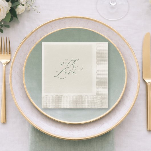 Serviette En Papier With Love Sage Green Wedding Napkins 