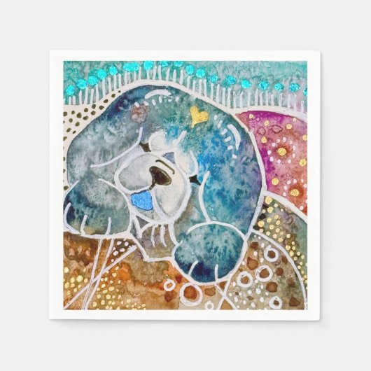 Serviette En Papier WOBBLE-ROCK Chow chien aquarelle batik (Devant)