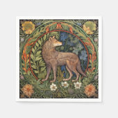 Serviette En Papier Wolf dans la forêt Art nouveau (Devant)