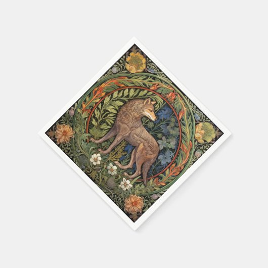 Serviette En Papier Wolf dans la forêt Art nouveau (Coin)