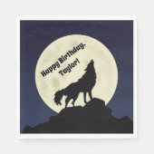 Serviette En Papier Wolf Howling à la lune Midnight Blue (Devant)