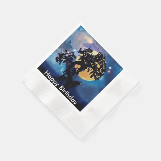 Serviette En Papier Wolf hurle sur la lune (Coin)