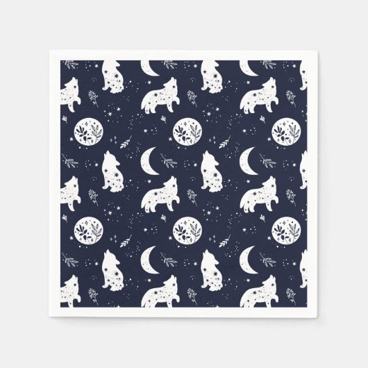 Serviette En Papier Wolf Pup hurling à la lune (Devant)