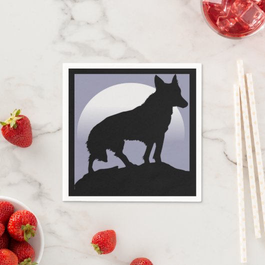 SERVIETTE EN PAPIER WOLF SILHOUETTE (En situation)