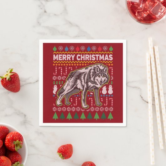 Serviette En Papier Wolf Ugly Christmas Sweat Wildlife Series (En situation)