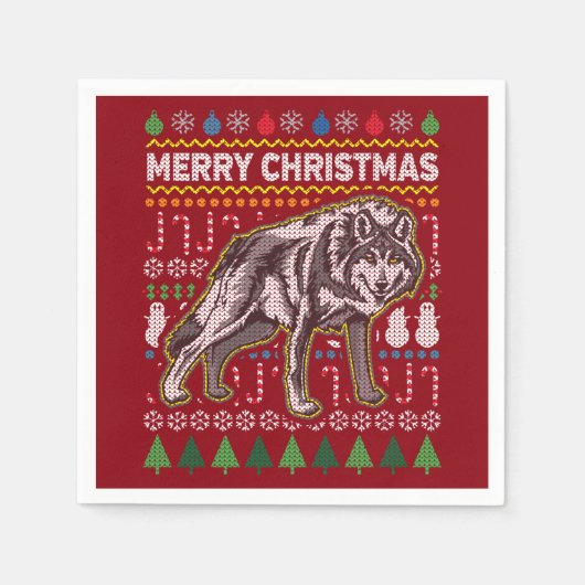 Serviette En Papier Wolf Ugly Christmas Sweat Wildlife Series (Devant)