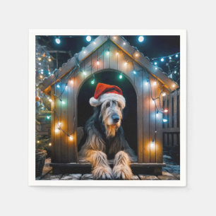 Serviette En Papier Wolfhound irlandais de Noël dans une niche