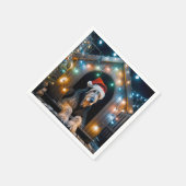 Serviette En Papier Wolfhound irlandais de Noël dans une niche (Coin)