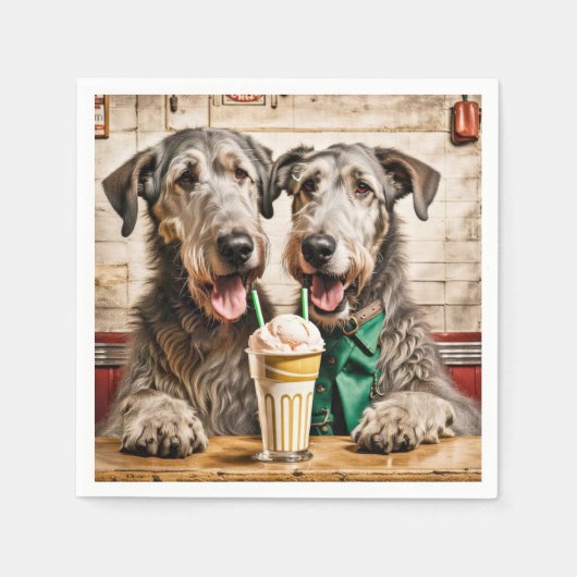 Serviette En Papier Wolfhounds irlandais Avec Soda À La Crème De Glace (Devant)