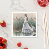 Serviette En Papier Woman Walking With Blue Heron (En situation)