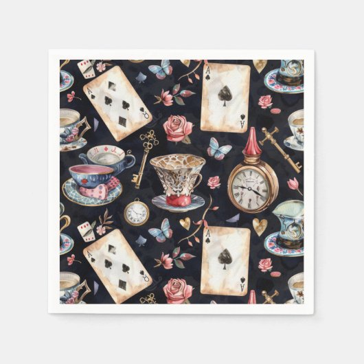 Serviette En Papier Wonderland Alice Motif (Devant)