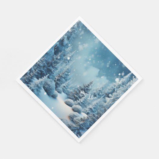 Serviette En Papier Wonderland Pine Trees Snowflakes (Coin)