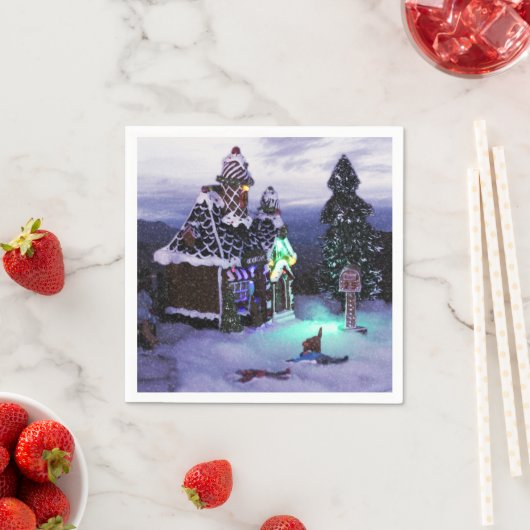 Serviette En Papier Wonderland Snow Scene 2020 (En situation)