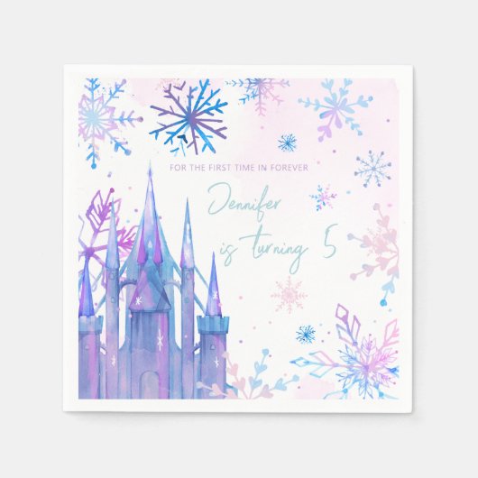 Serviette En Papier Wonderland Snowflakes Girl Neige Anniversaire (Devant)