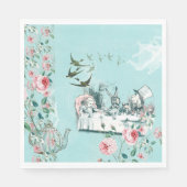 Serviette En Papier Wonderland Tea Party Aqua Pink Napkin (Devant)