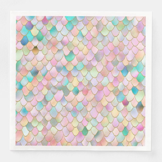 Serviette En Papier Wonky Trendy Rainbow Girl Metal Mermaid Scales (Devant)