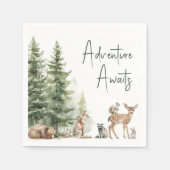 Serviette En Papier Woodland Animals Adventure Await Baby shower (Devant)