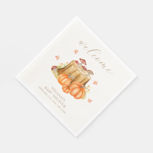 Serviette En Papier Woodland Automne Citrouille Baby shower champignon (Coin)