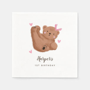 Serviette En Papier Woodland Bear Theme Girl Birthday Party  