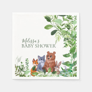 Serviette En Papier Woodland bébé forêt amis vert fête personnalisée