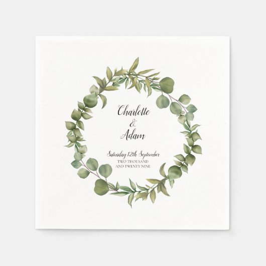 Serviette En Papier Woodland Eucalyptus Mariage de verdure (Devant)