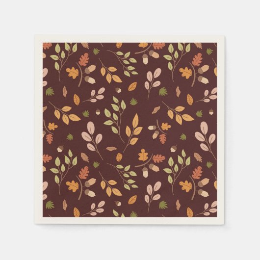 Serviette En Papier Woodland Feuilles Automne Thème Neutral foncé (Devant)