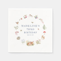 Woodland Forest Animals Birthday Napkins