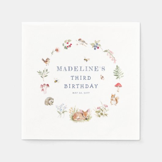 Serviette En Papier Woodland Forest Animals Birthday Napkins (Devant)