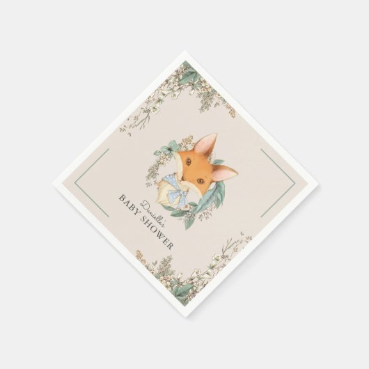 Serviette En Papier Woodland Fox mignonne Baby shower pour garçon (Coin)