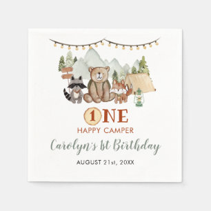 Serviette En Papier Woodland One Happy Camper First Birthday Paper