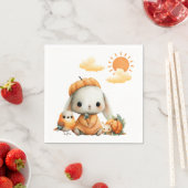 Serviette En Papier Woodland Rabbit Snail Bird Fall Kids' Birthday (En situation)