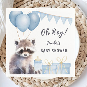 Serviette En Papier Woodland Raccoon Baby shower mignon papier garçon