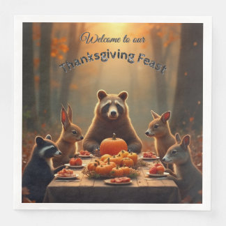 Serviette En Papier Woodland Thanksgiving Party Amis et famille