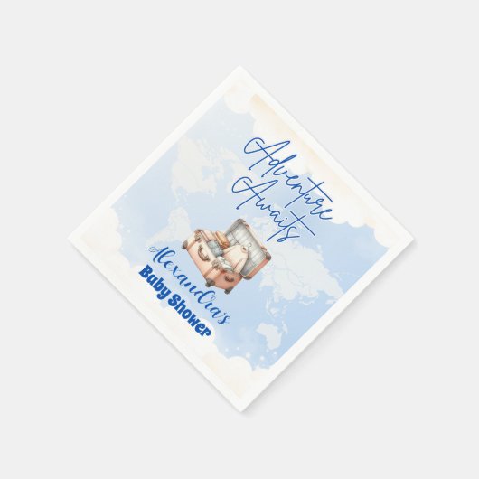 Serviette En Papier World Map Adventure AwaitBaby Shower (Coin)