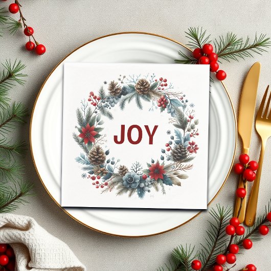 Serviette En Papier Wreath de cônes de pin floral d'hiver