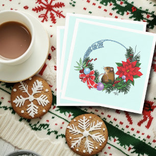 Serviette En Papier Wreath de la souris de Noël