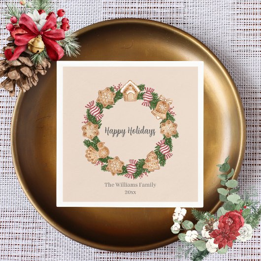 Serviette En Papier Wreath Gingpain Maison Fête