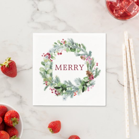 Serviette En Papier Wreath hiver Joyeux papier (En situation)