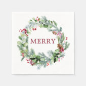 Serviette En Papier Wreath hiver Joyeux papier (Devant)