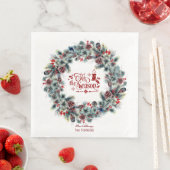 Serviette En Papier Wreath 'Tis Season Monogramme (En situation)