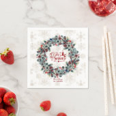 Serviette En Papier Wreath 'Tis Season Monogramme (En situation)
