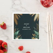 Serviette En Papier Wreath Turquoise Palm Beach Mariage Vert Et Or (En situation)