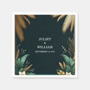 Serviette En Papier Wreath Turquoise Palm Beach Mariage Vert Et Or