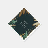 Serviette En Papier Wreath Turquoise Palm Beach Mariage Vert Et Or (Coin)